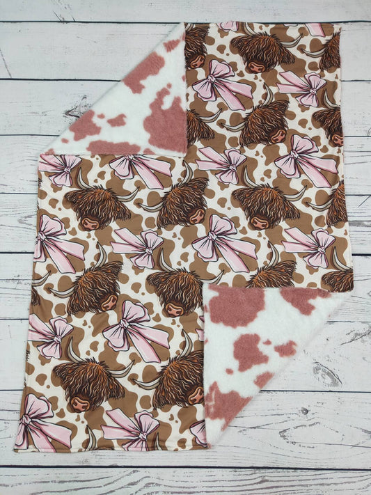 Cow Bow Printed Western Lightweight Blanket