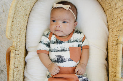 Organic Cotton Short Sleeve Bodysuit - Highland Cow