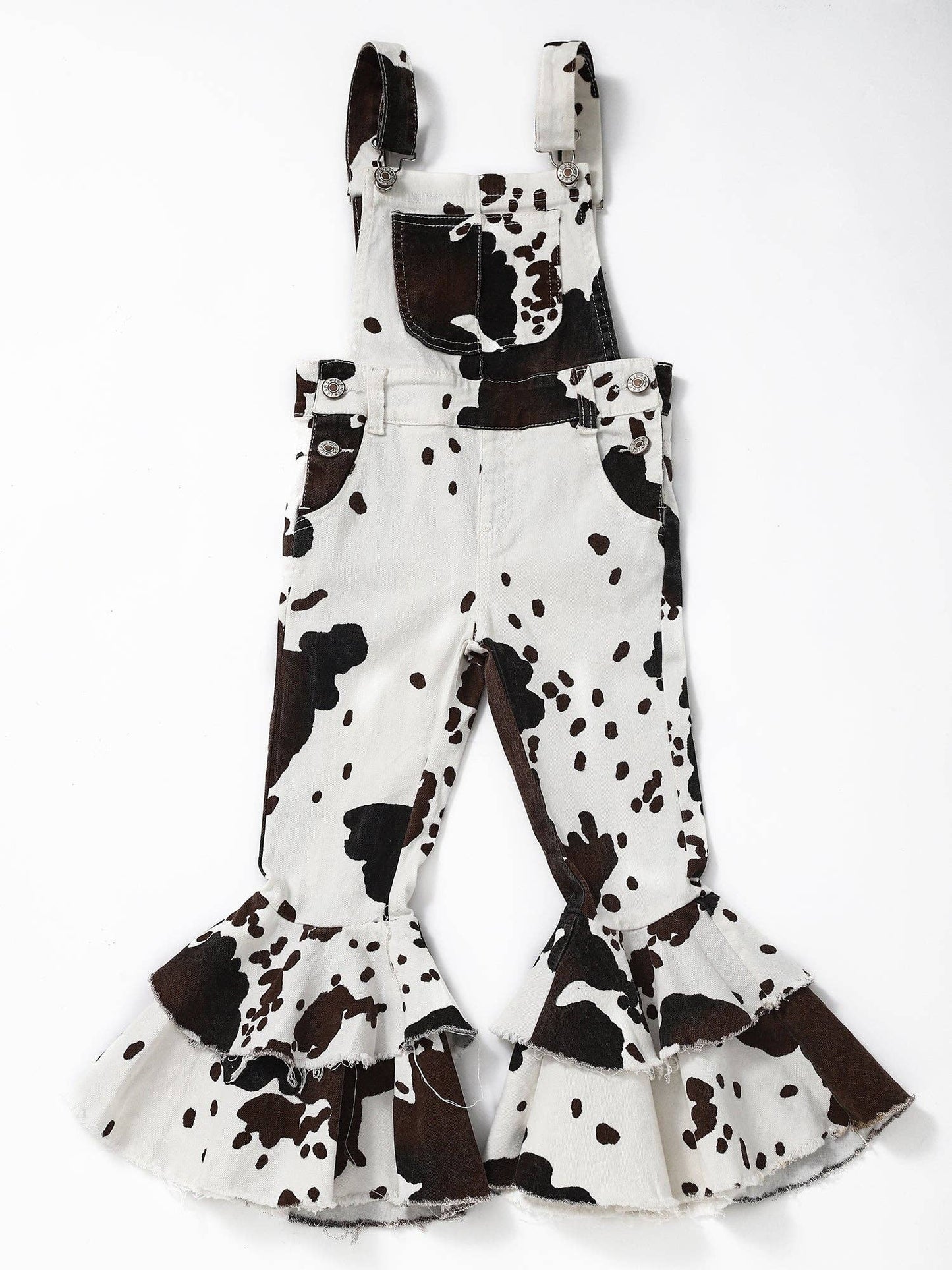 Cow Print Denim Double Layer Overalls