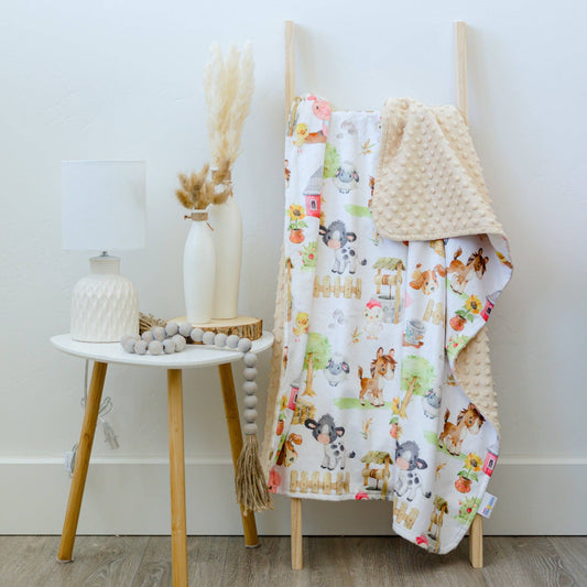 Farm Animals- Baby & Toddler Minky Blanket