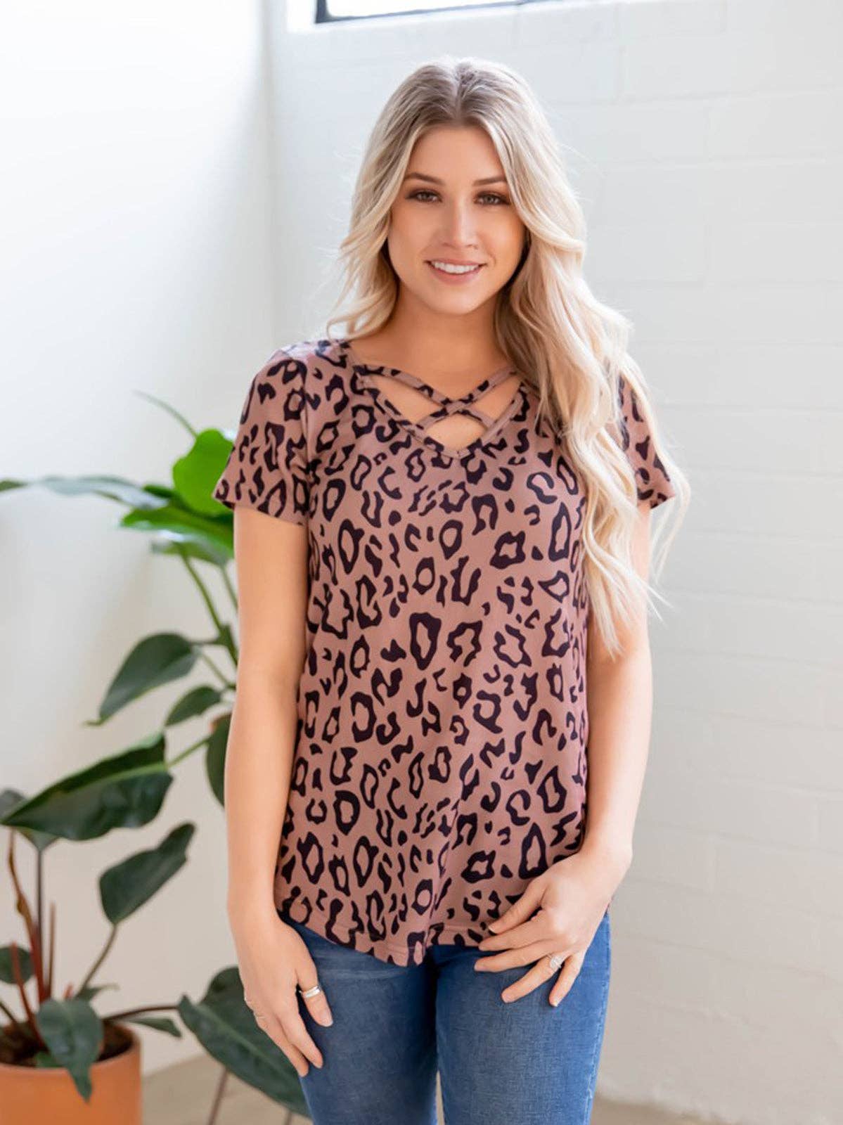 Criss Cross Leopard Remy Top