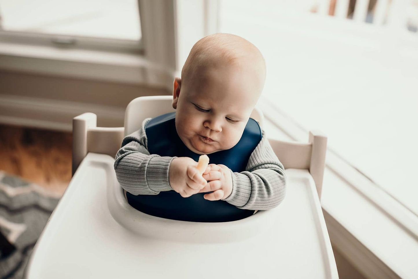 Sailor Blue Print Silicone Bib with Crumb Catcher