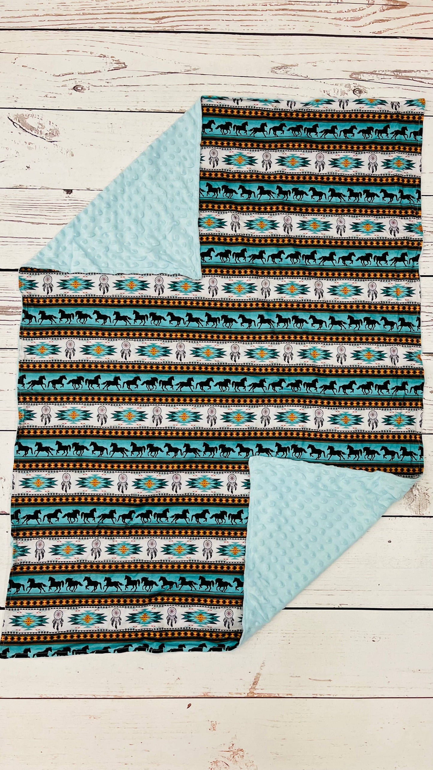 Horse Aztec Print Western Lightweight Blanket