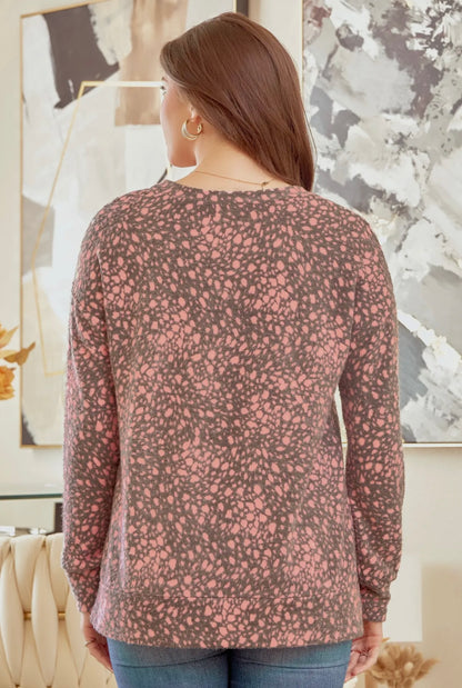 Printed Tunic Top with Banded Sleeves