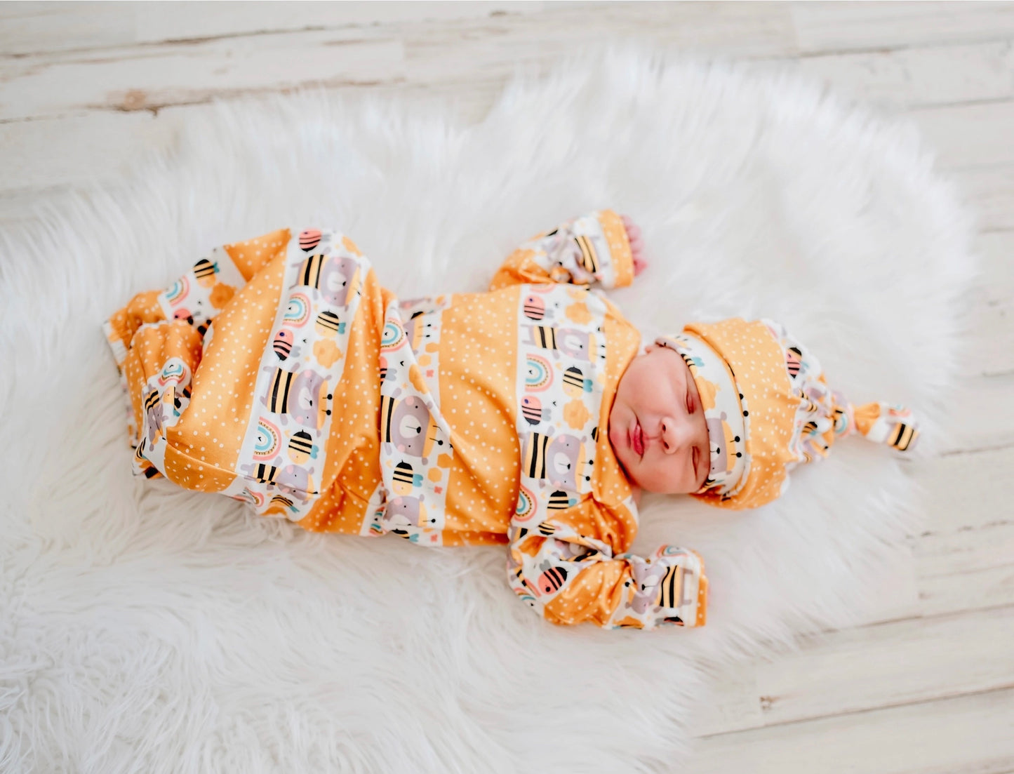 Bee Baby Gown and Hat