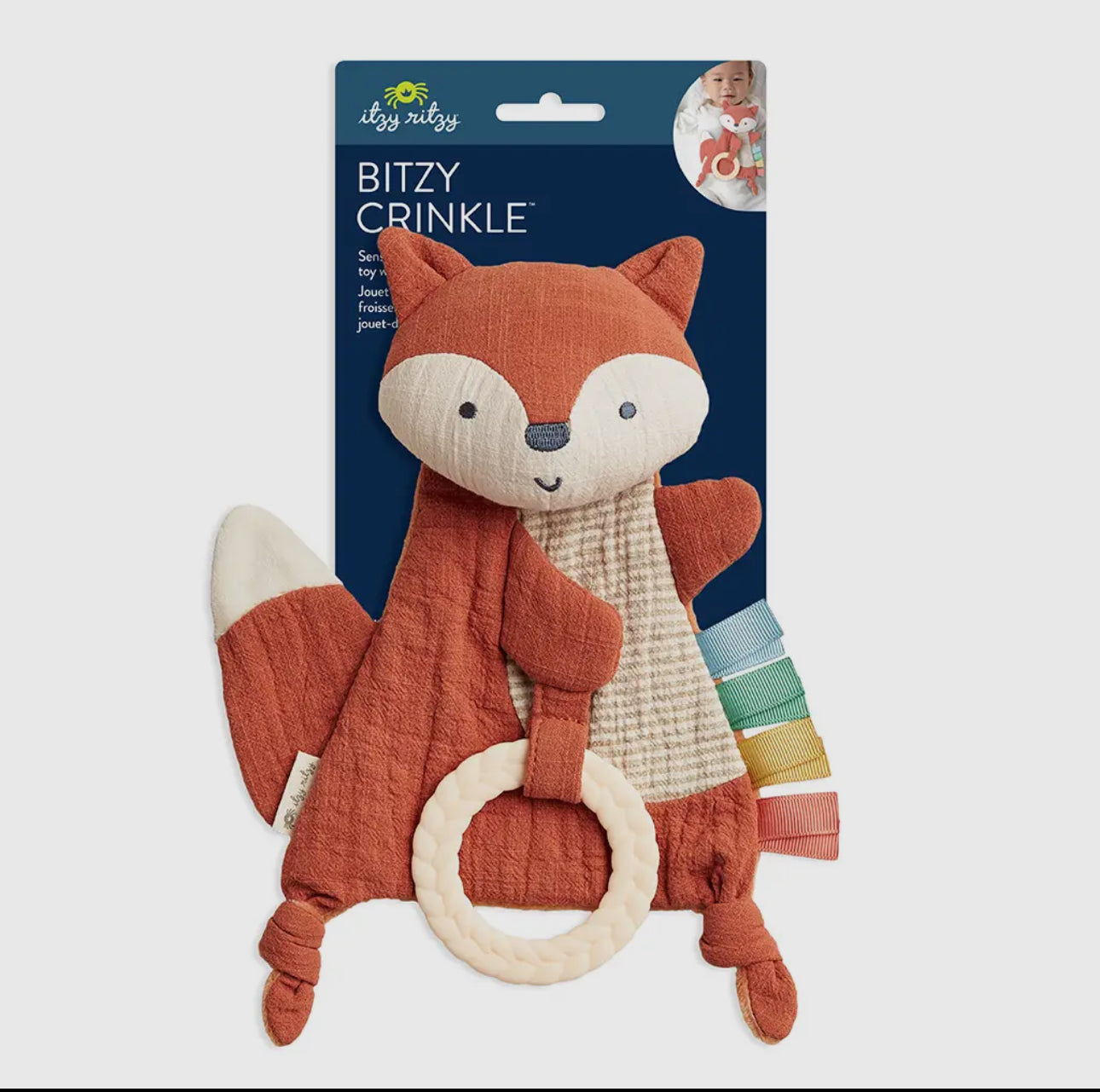 Fox Bitzy Crinkle™ Sensory Toy with Teether