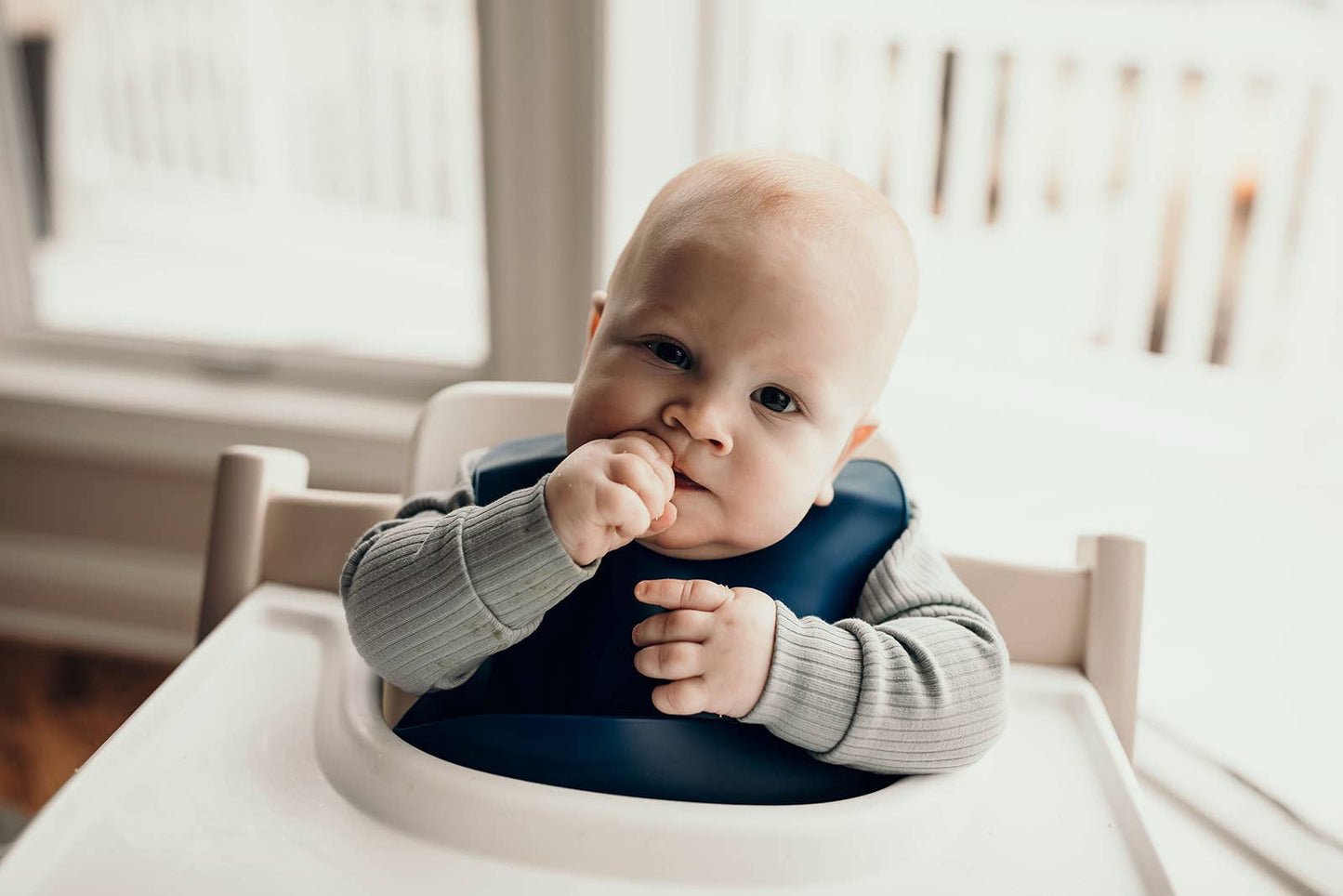 Sailor Blue Print Silicone Bib with Crumb Catcher