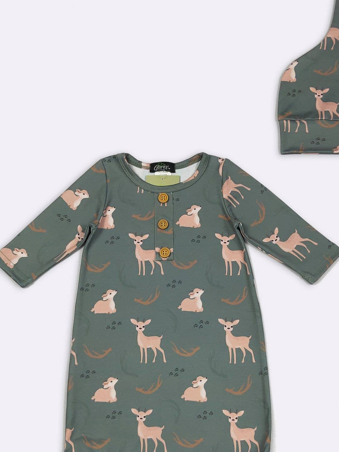 A Doe, A Deer Baby Knotted Gown