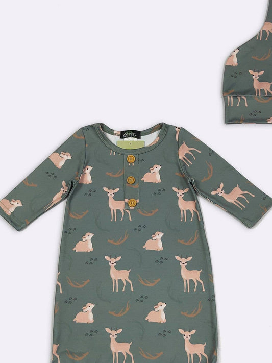 A Doe, A Deer Baby Knotted Gown