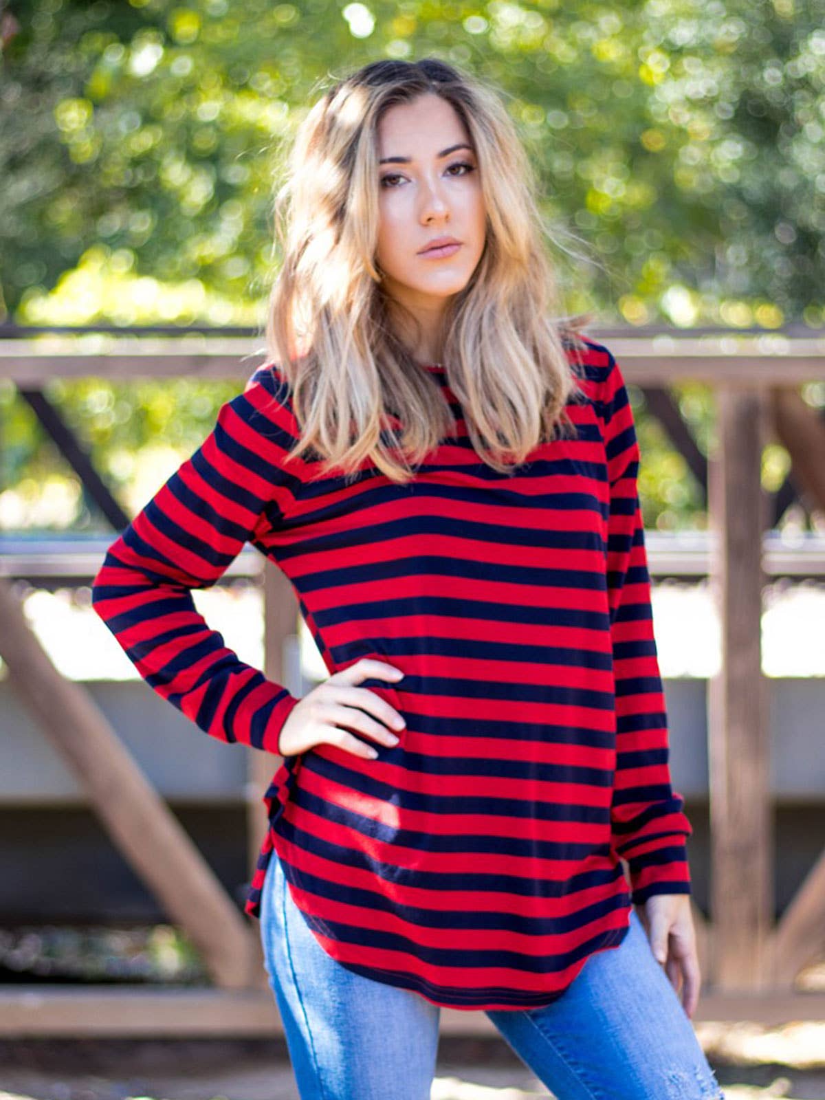 Long Sleeve Thick Stripe Gradie Top