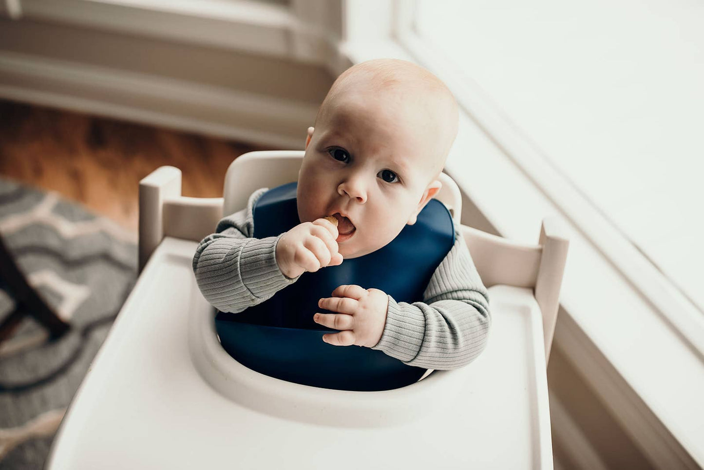 Sailor Blue Print Silicone Bib with Crumb Catcher