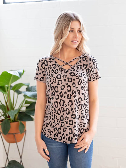 Criss Cross Leopard Remy Top