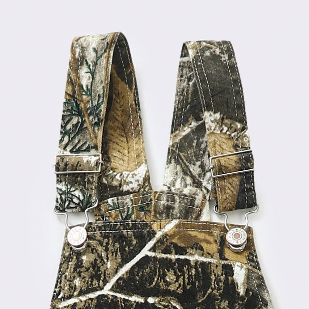 Camo Print Denim Overalls