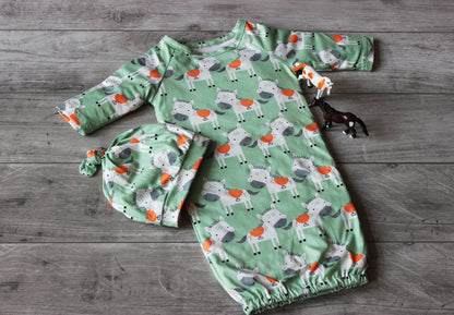 Infant Horse Baby Gown and Hat Set