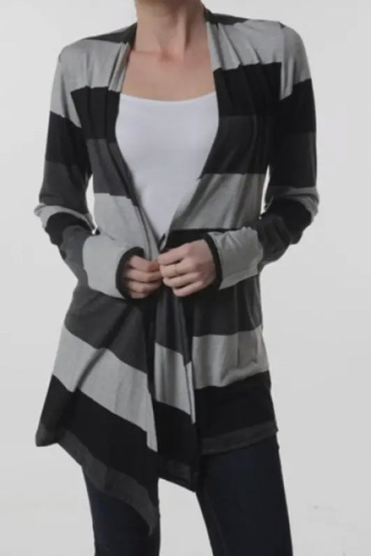 Striped knit cardigan