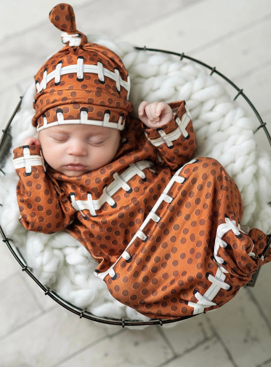 Infant Football Baby Gown and Hat Set