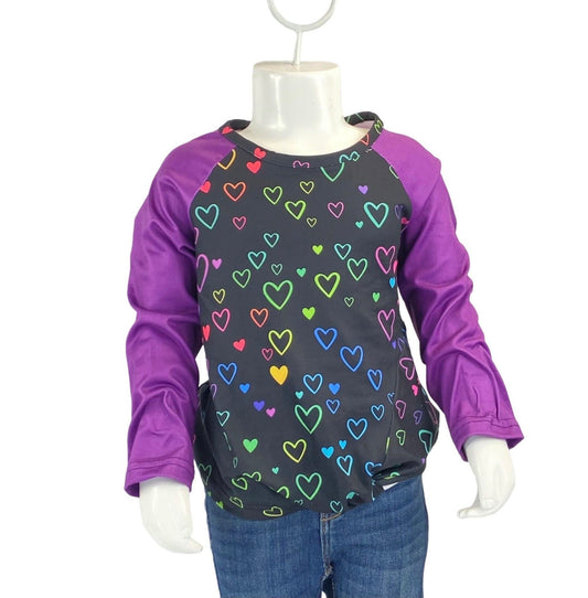Neon heart raglan shirt