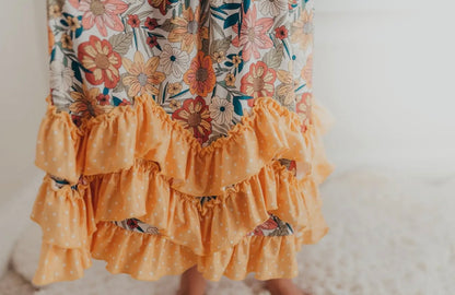 Vintage butter floral print twirl dress