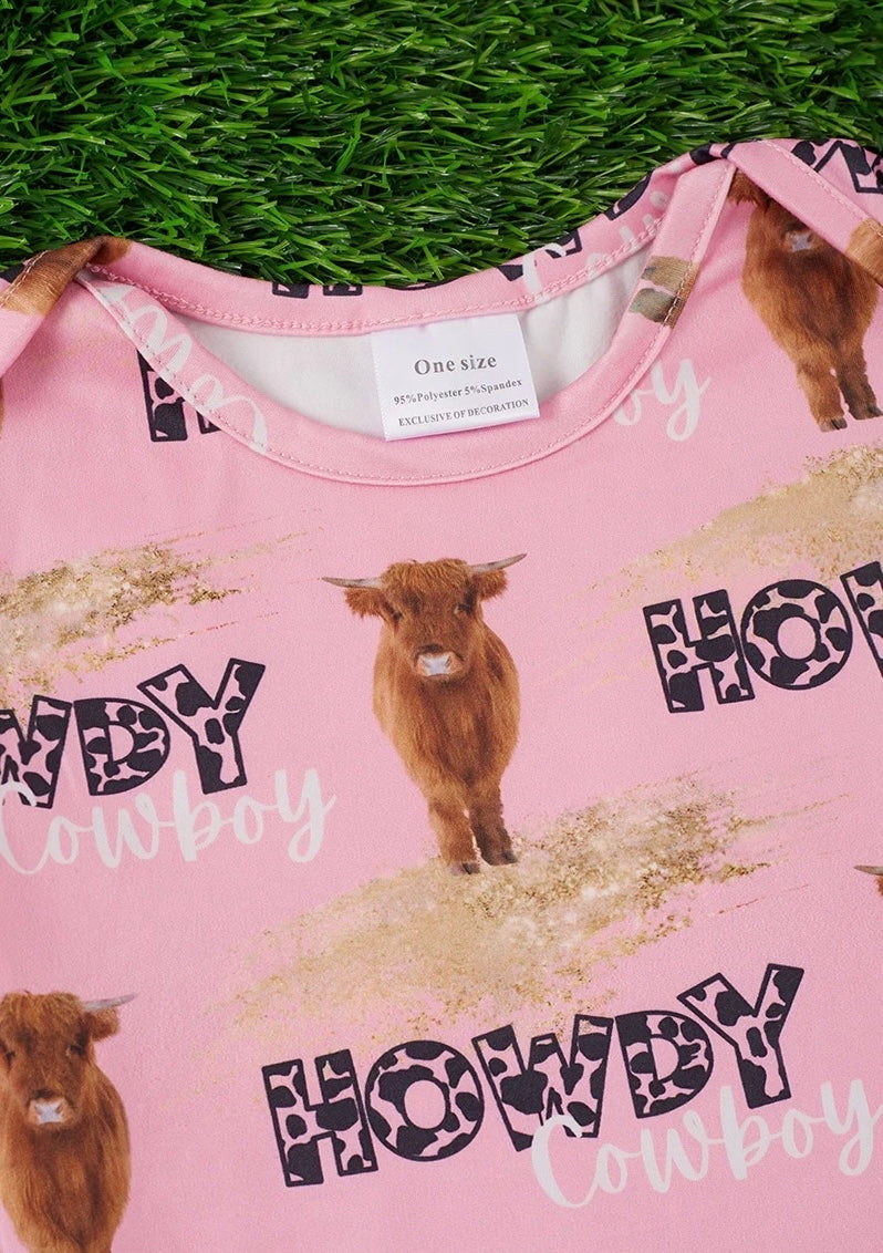 Howdy Cowboy Highland Cow
Printed Baby Gown