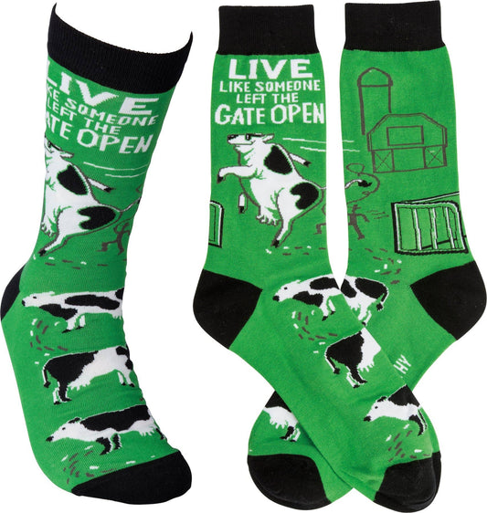 Live Like Someone Left The Gate Open Socks