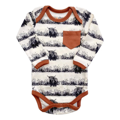 Organic Cotton Long Sleeve Bodysuit - Highland Cow