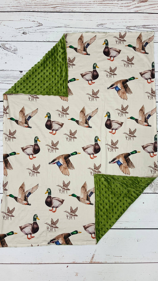 Olive Minky Duck Lightweight Blanket