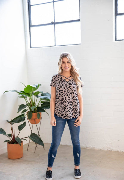 Criss Cross Leopard Remy Top