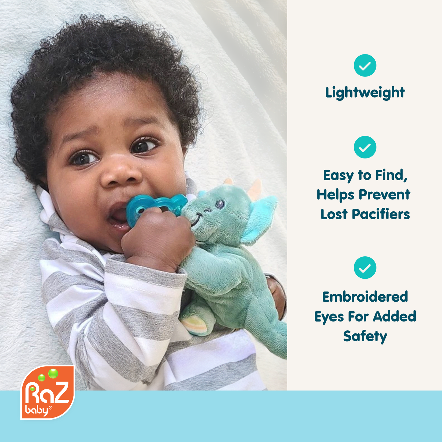 RaZbuddy Elfy Elephant Paci/Teether Holder