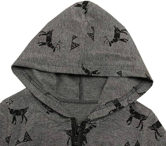 Grey Reindeer Hooded Baby Romper