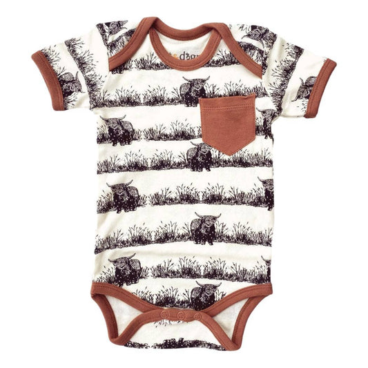 Organic Cotton Short Sleeve Bodysuit - Highland Cow