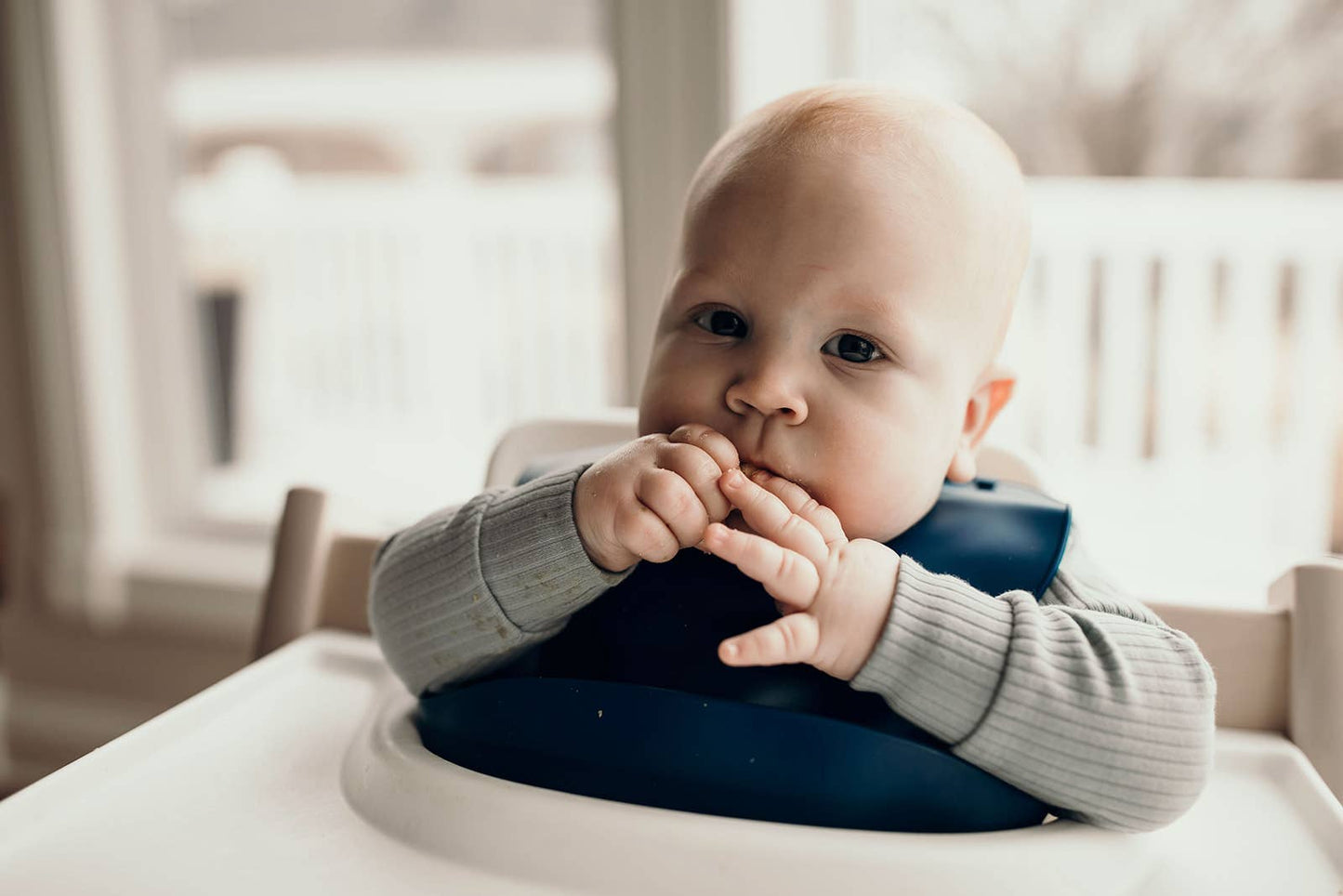 Sailor Blue Print Silicone Bib with Crumb Catcher