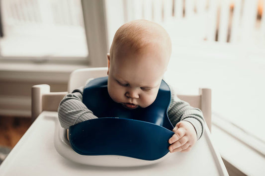 Sailor Blue Print Silicone Bib with Crumb Catcher