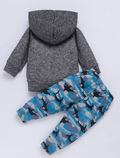 Grey Blue Shark Baby Hoodie & Pants