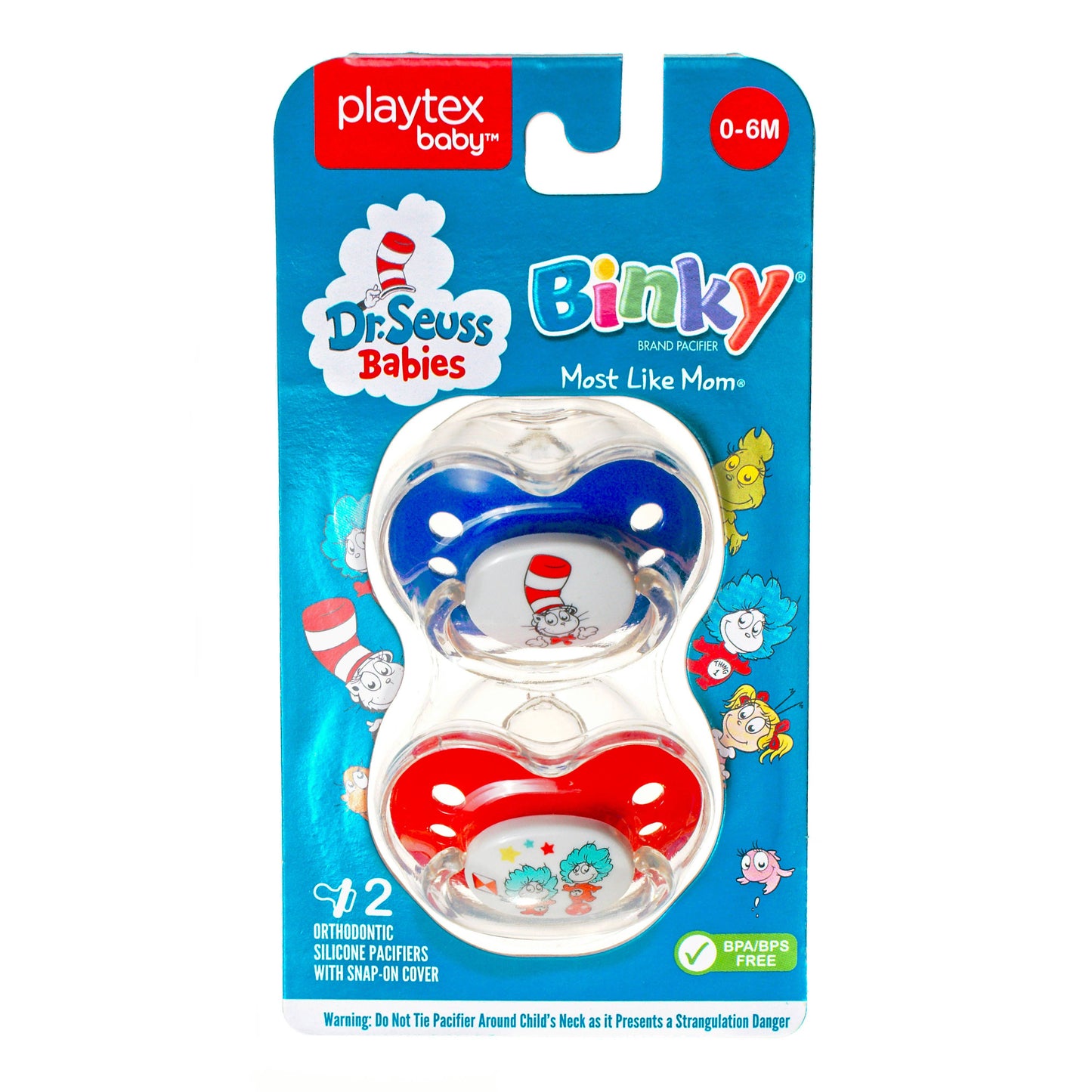 Playtex Baby Binky Pacifier 2-Pack – Dr. Seuss Edition (0 - 6 Months)
