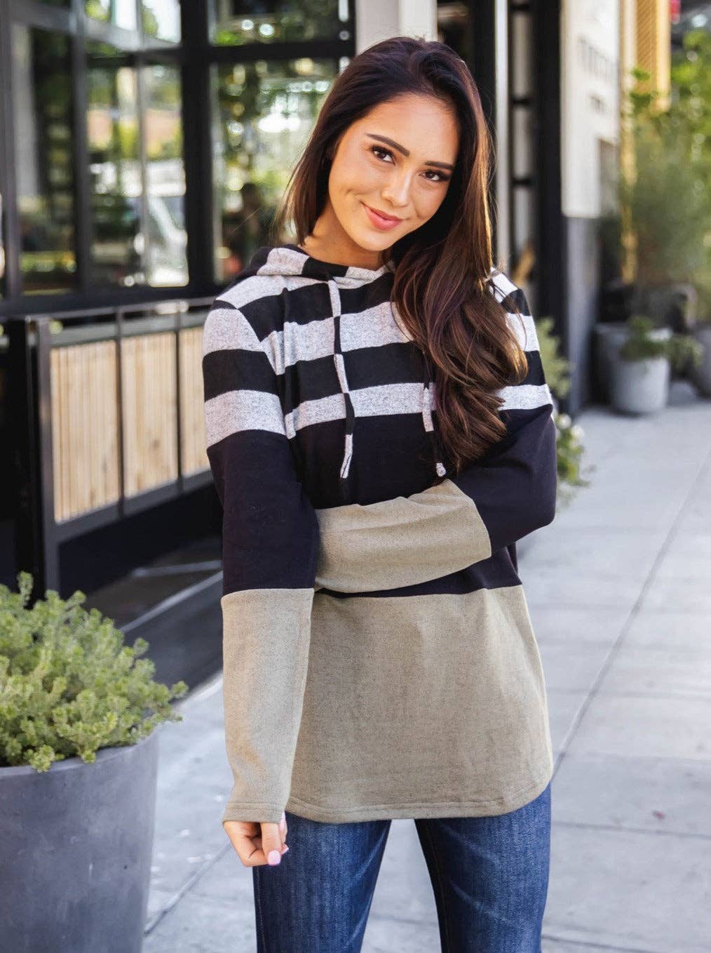 Stripe Colorblock Malia Hoodie