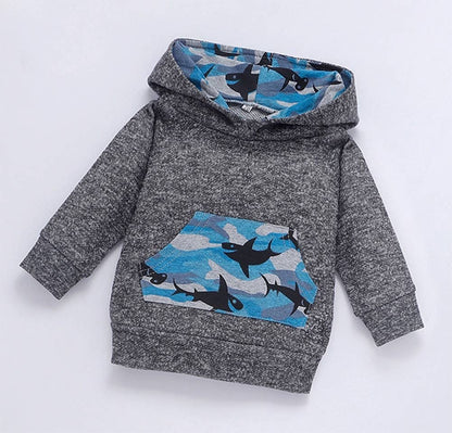 Grey Blue Shark Baby Hoodie & Pants