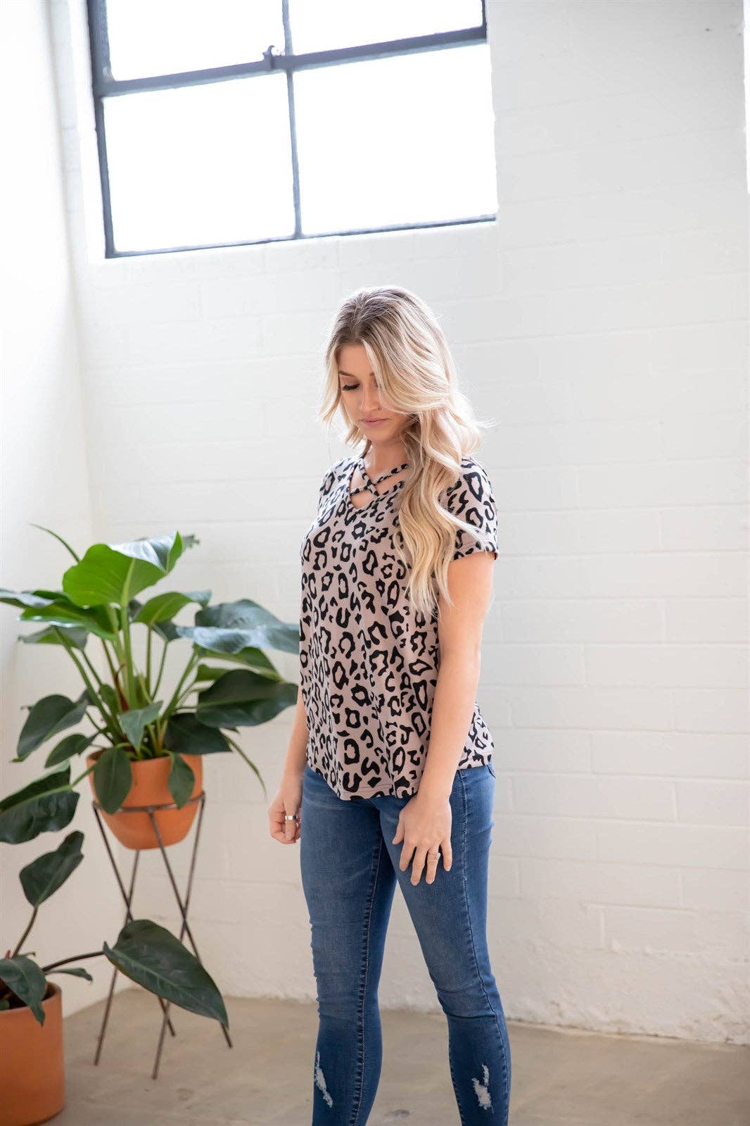 Criss Cross Leopard Remy Top