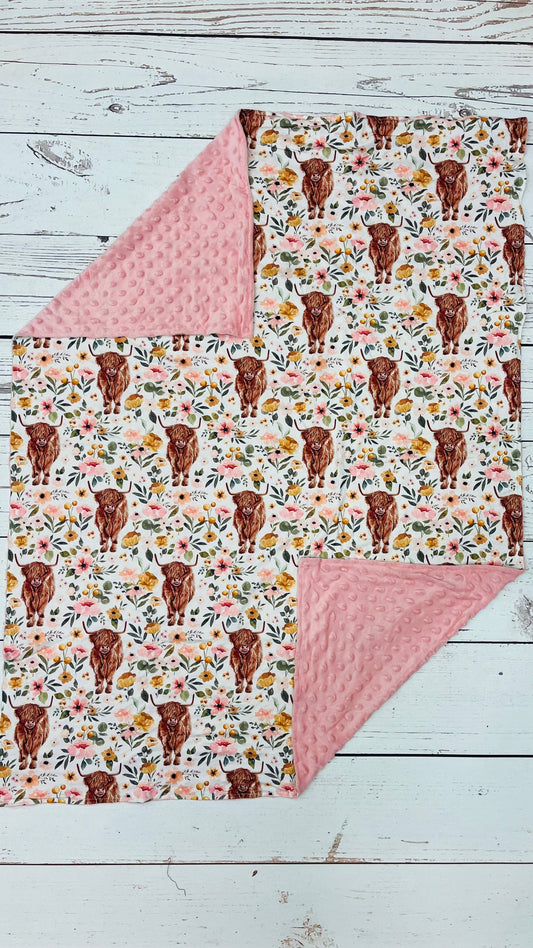 Pink Cows Flower Lightweight Blanket