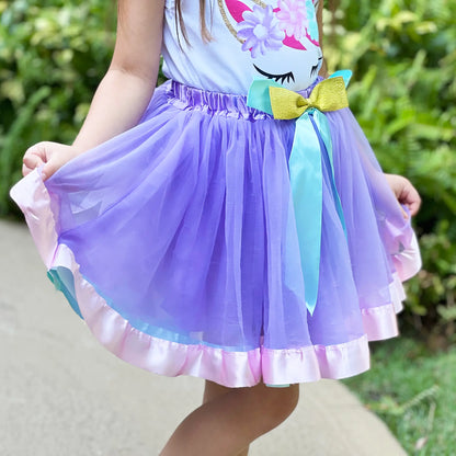 Girls Unicorn Tank Purple Tulle Ballerina Skirt set
