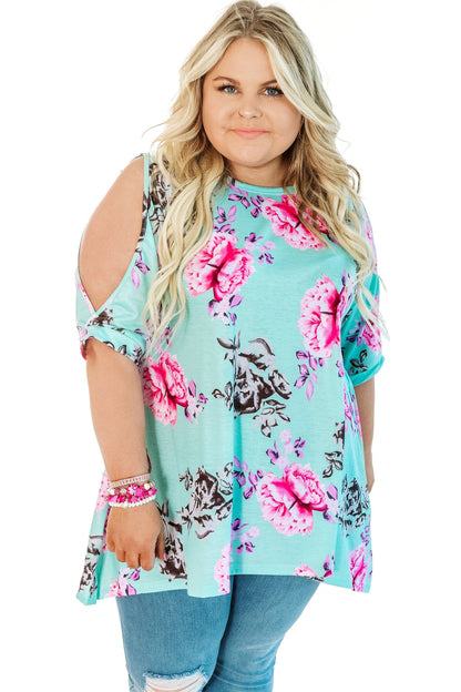 Mint floral dressed in delight cutout top- Glitzy Girlz